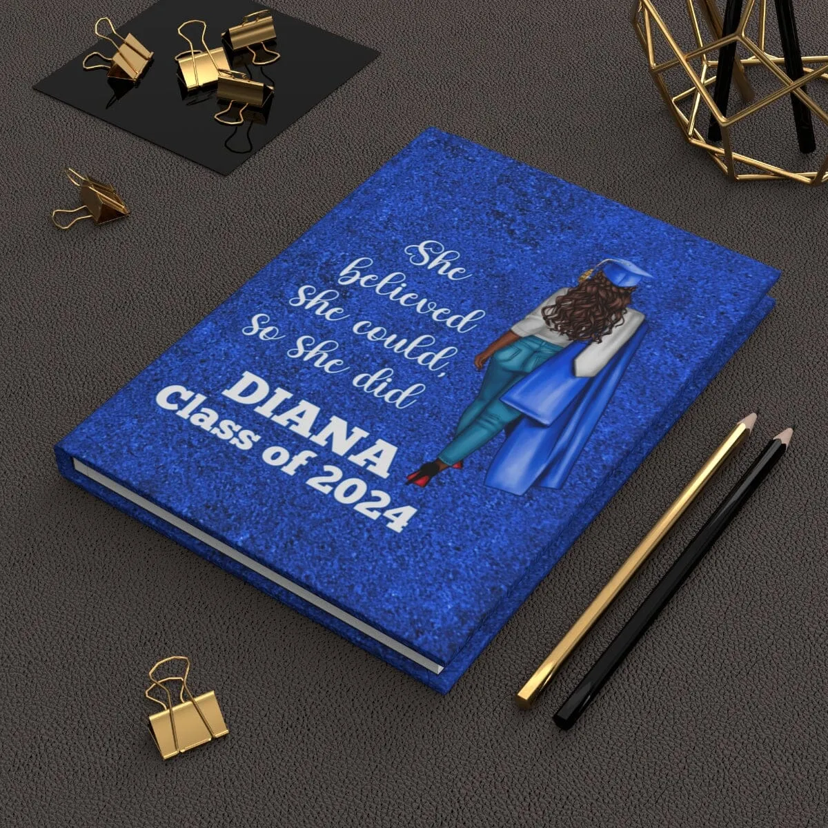 Personalized Graduation Blue and White Hardcover Journal