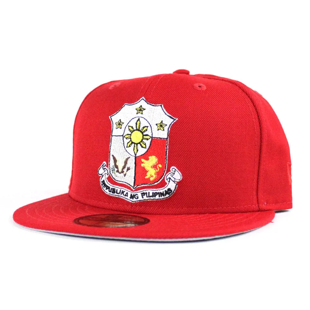 Philippine Crest New Era 59Fifty Fitted Hat (Red Gray Under Brim)