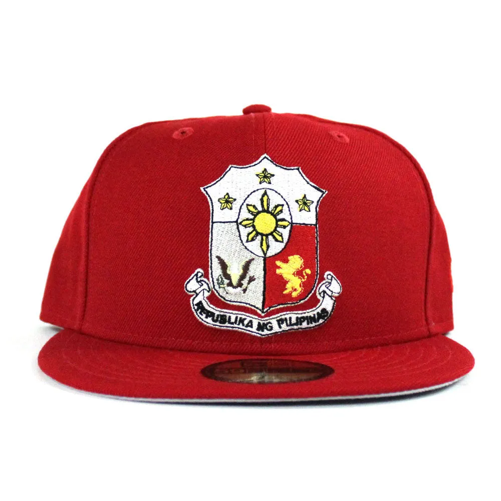 Philippine Crest New Era 59Fifty Fitted Hat (Red Gray Under Brim)