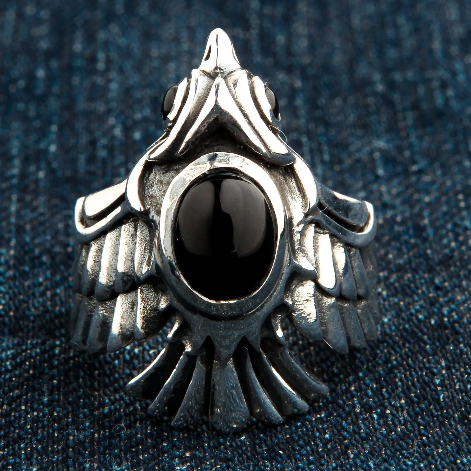 Phoenix Sterling Silver Black Onyx Ring