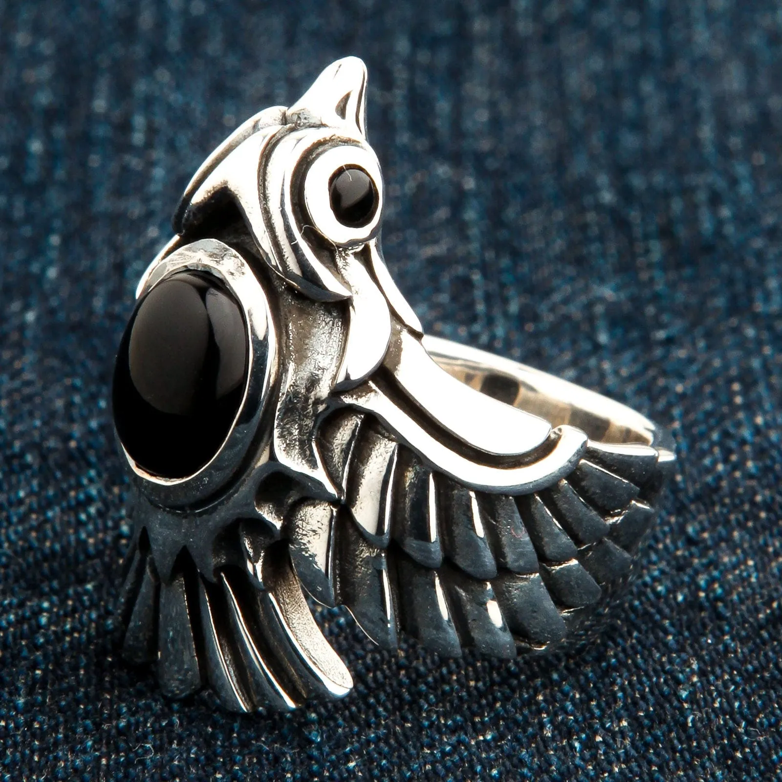 Phoenix Sterling Silver Black Onyx Ring