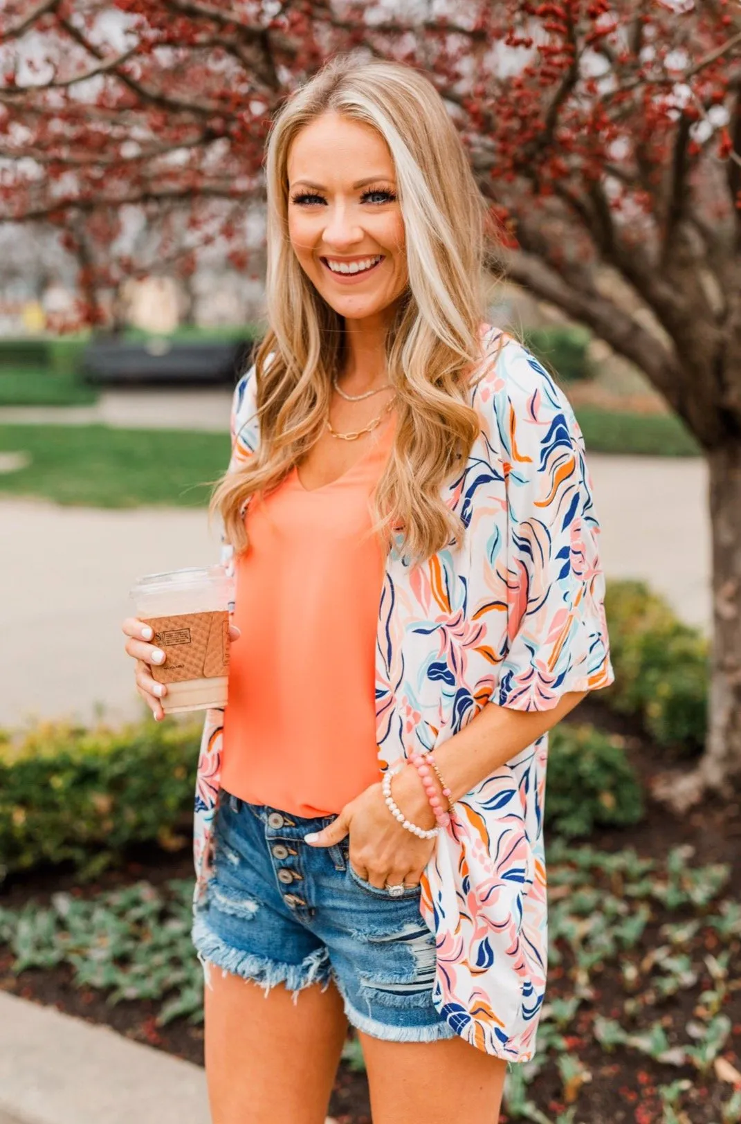 Picturing Paradise Tropical Kimono- Ivory