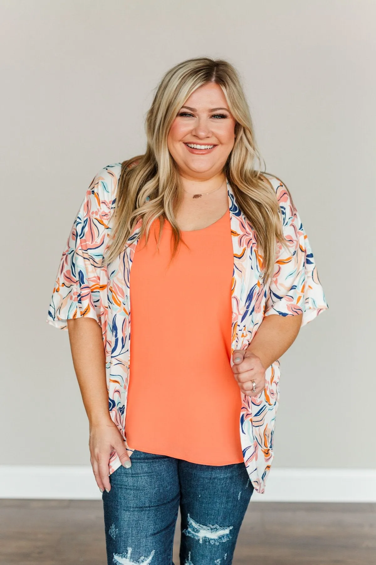 Picturing Paradise Tropical Kimono- Ivory