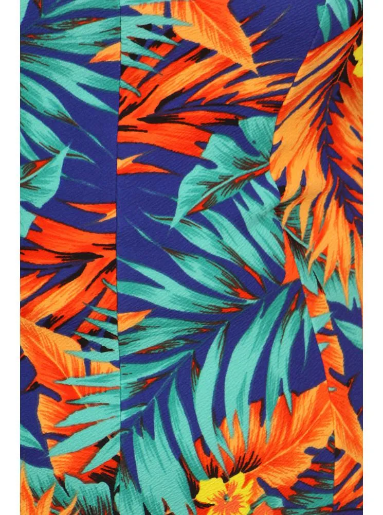 Plus Size Tropical Heaven Teal Dress