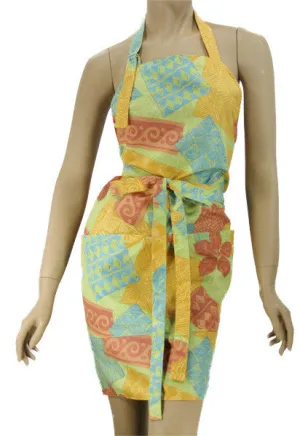 Pretty Hair Salon Apron In Woodblock Tropical Print