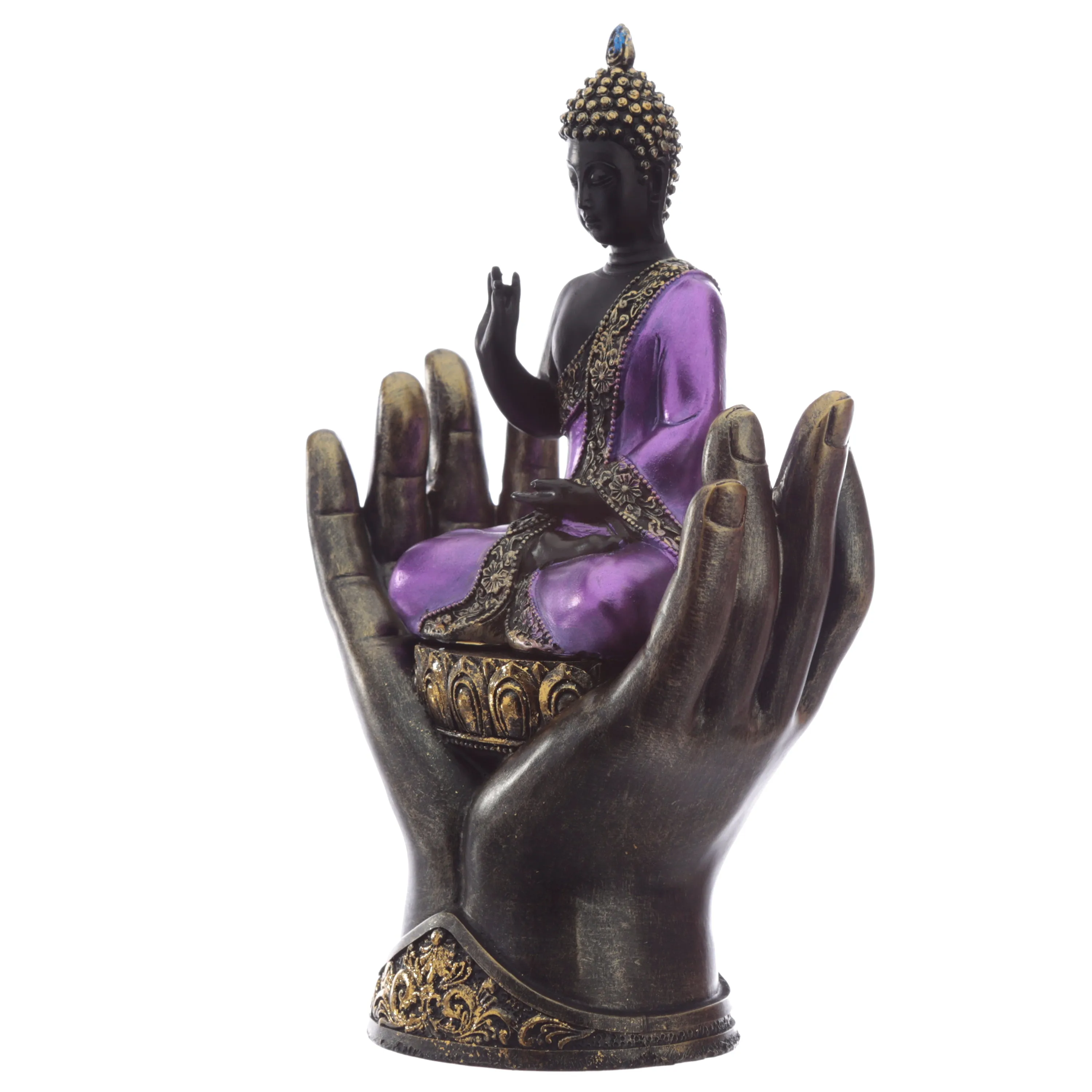 Purple and Black Thai Buddha in Hands