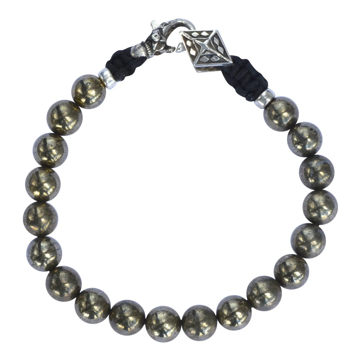 Pyrite and Silver Mens Bracelet