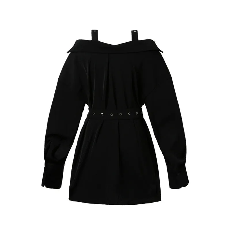 "BLACK GOTHIC OFF SHOULDER" SHIRT DRESS K082201REVIEW