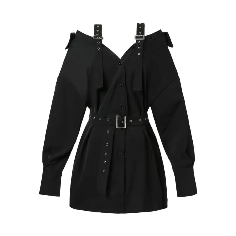 "BLACK GOTHIC OFF SHOULDER" SHIRT DRESS K082201REVIEW