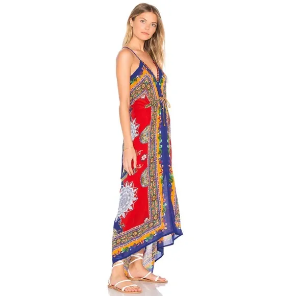 Raga Fiesta De Playa Midi Maxi Dress Crisscross Back Multicolor XS