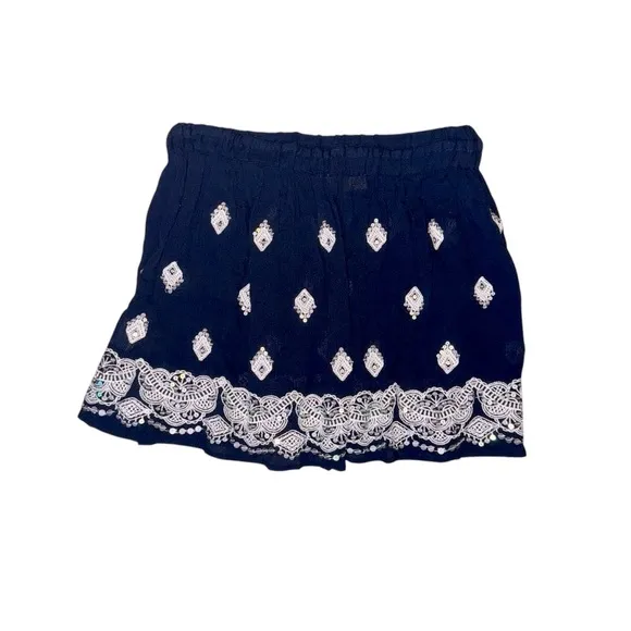 Ramy Brook XS Avi Embroidered Short Skirt Sequin Boho Festival Summer