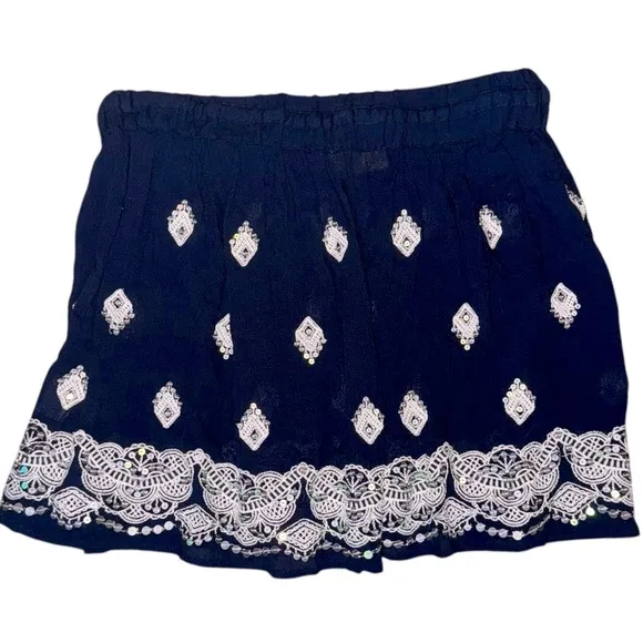 Ramy Brook XS Avi Embroidered Short Skirt Sequin Boho Festival Summer