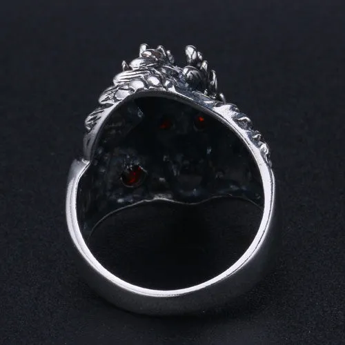 Real Solid 925 Sterling Silver Animals Dragon Gothic Punk Jewelry Size 8 9 10 11 12