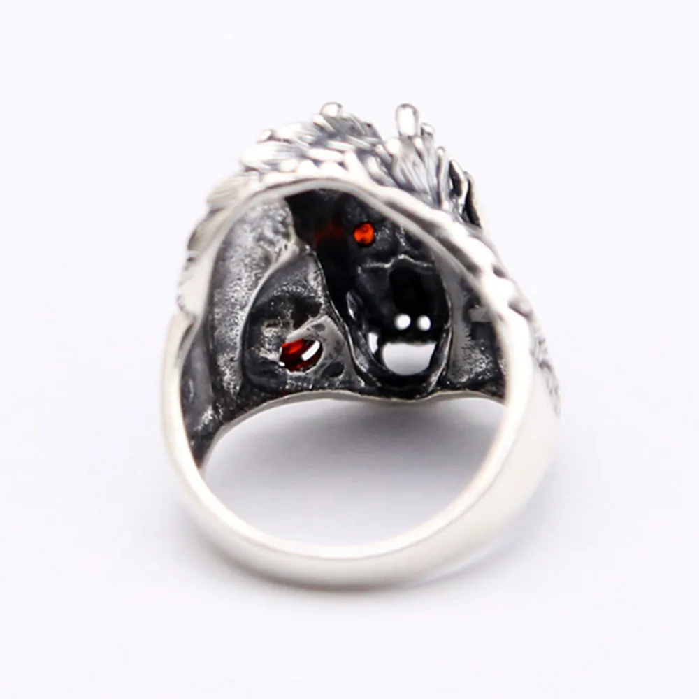 Real Solid 925 Sterling Silver Animals Dragon Gothic Punk Jewelry Size 8 9 10 11 12