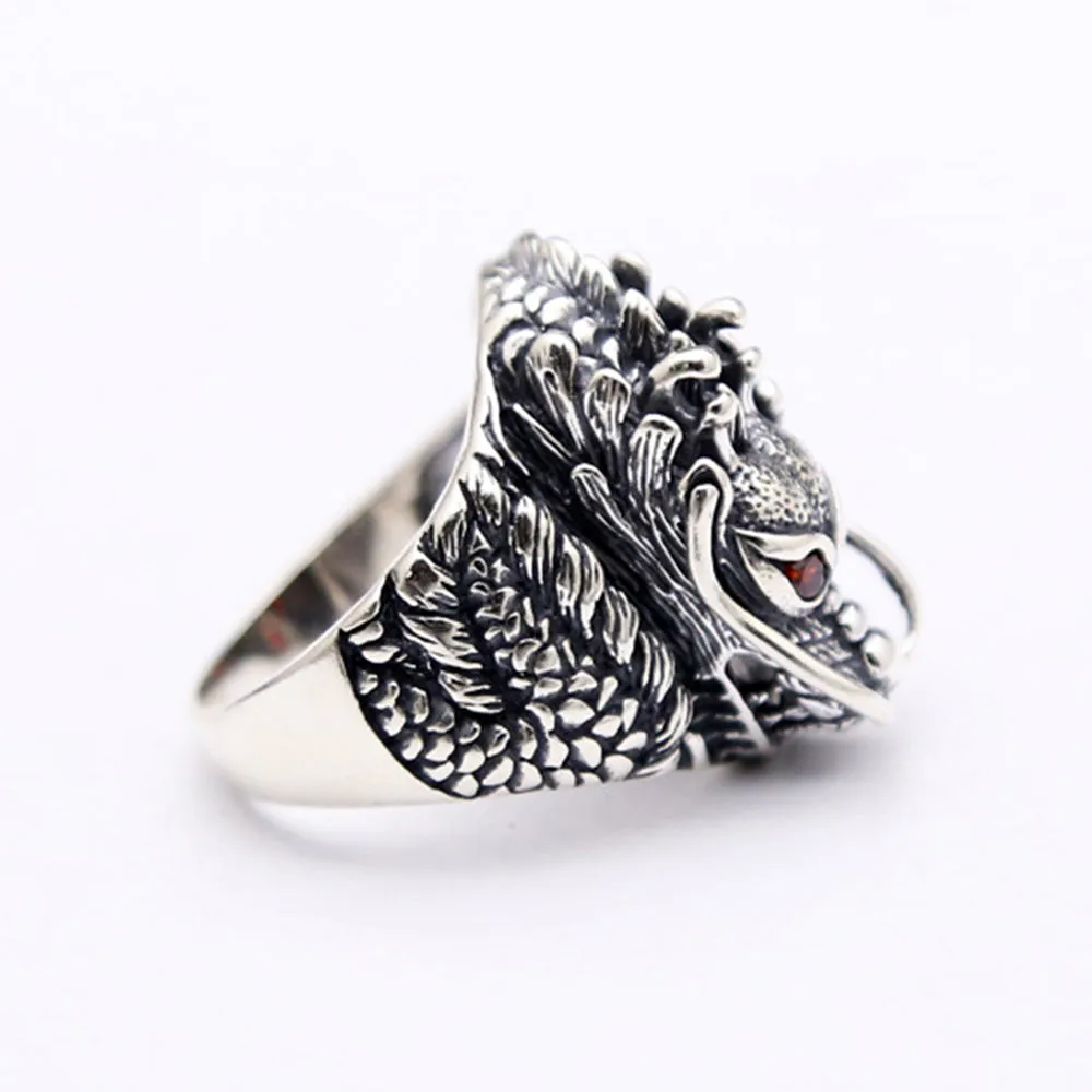 Real Solid 925 Sterling Silver Animals Dragon Gothic Punk Jewelry Size 8 9 10 11 12
