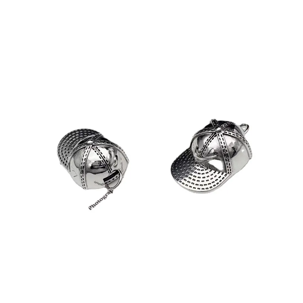 Real Solid 925 Sterling Silver Necklace Pendant Jewelry Baseball Cap Hat Eye HipHop Rock 24"
