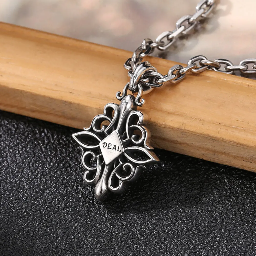 Real Solid 925 Sterling Silver Pendants Cross Rhombus Fashion Jewelry