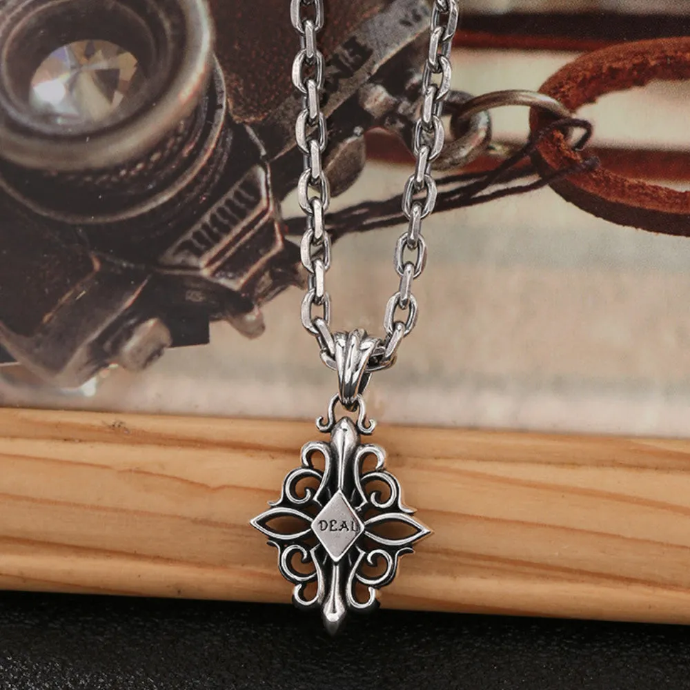 Real Solid 925 Sterling Silver Pendants Cross Rhombus Fashion Jewelry