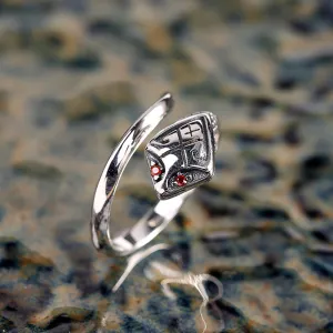 Real Solid 925 Sterling Silver Rings Animal Snake Fashion Punk Jewelry Open Size Adjustable