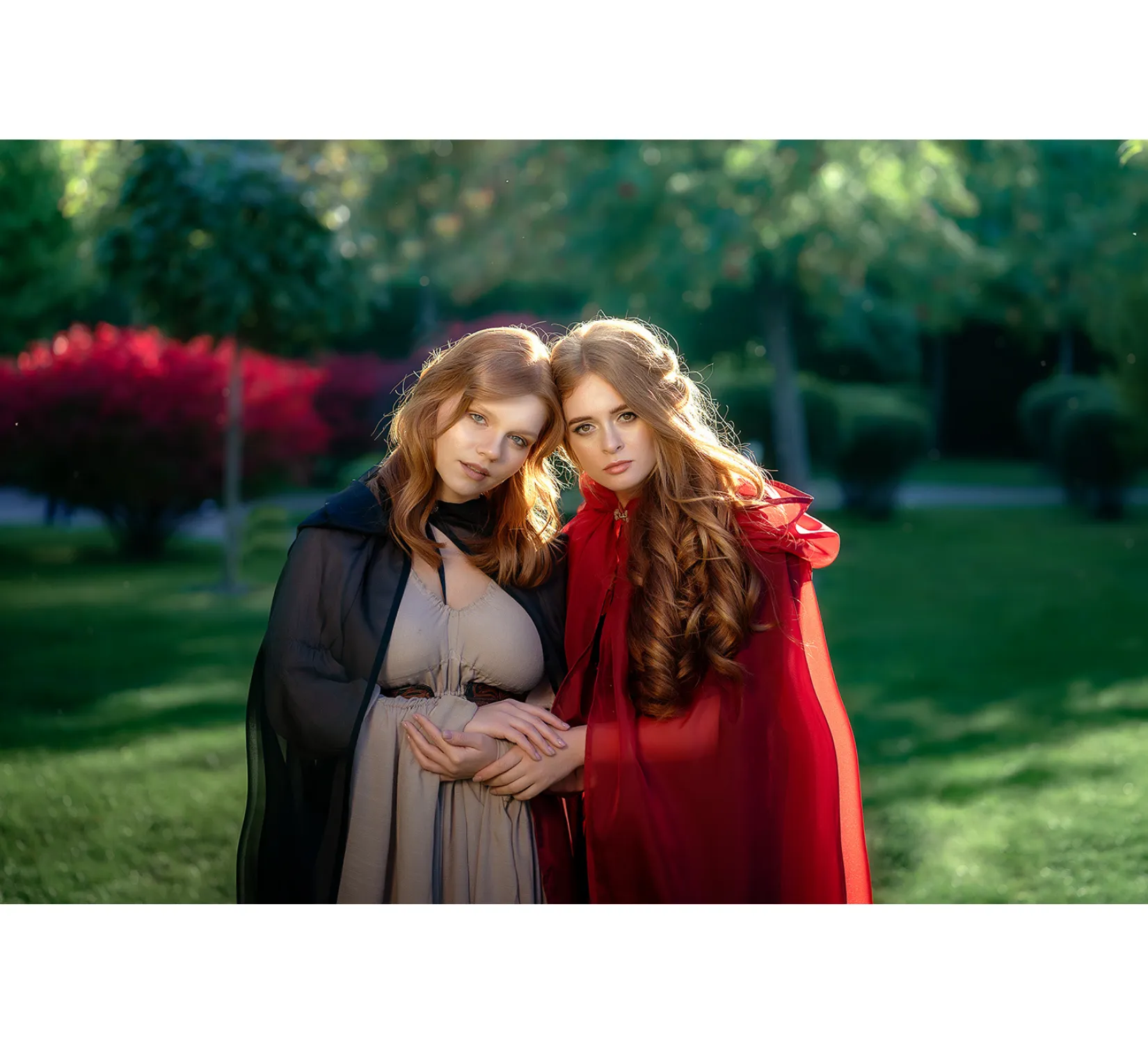 Red Fantasy tulle hooded cape