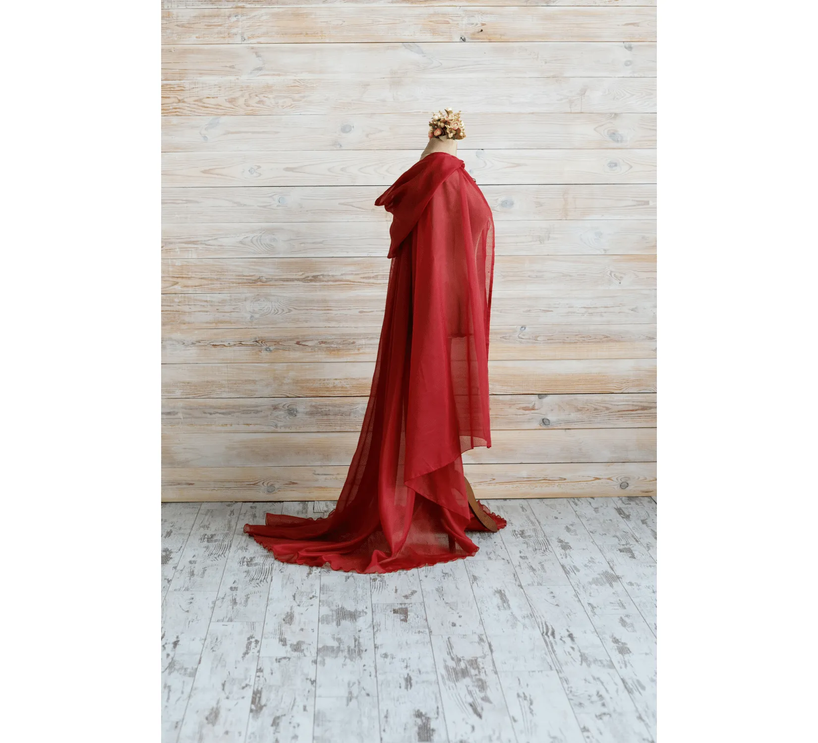 Red Fantasy tulle hooded cape