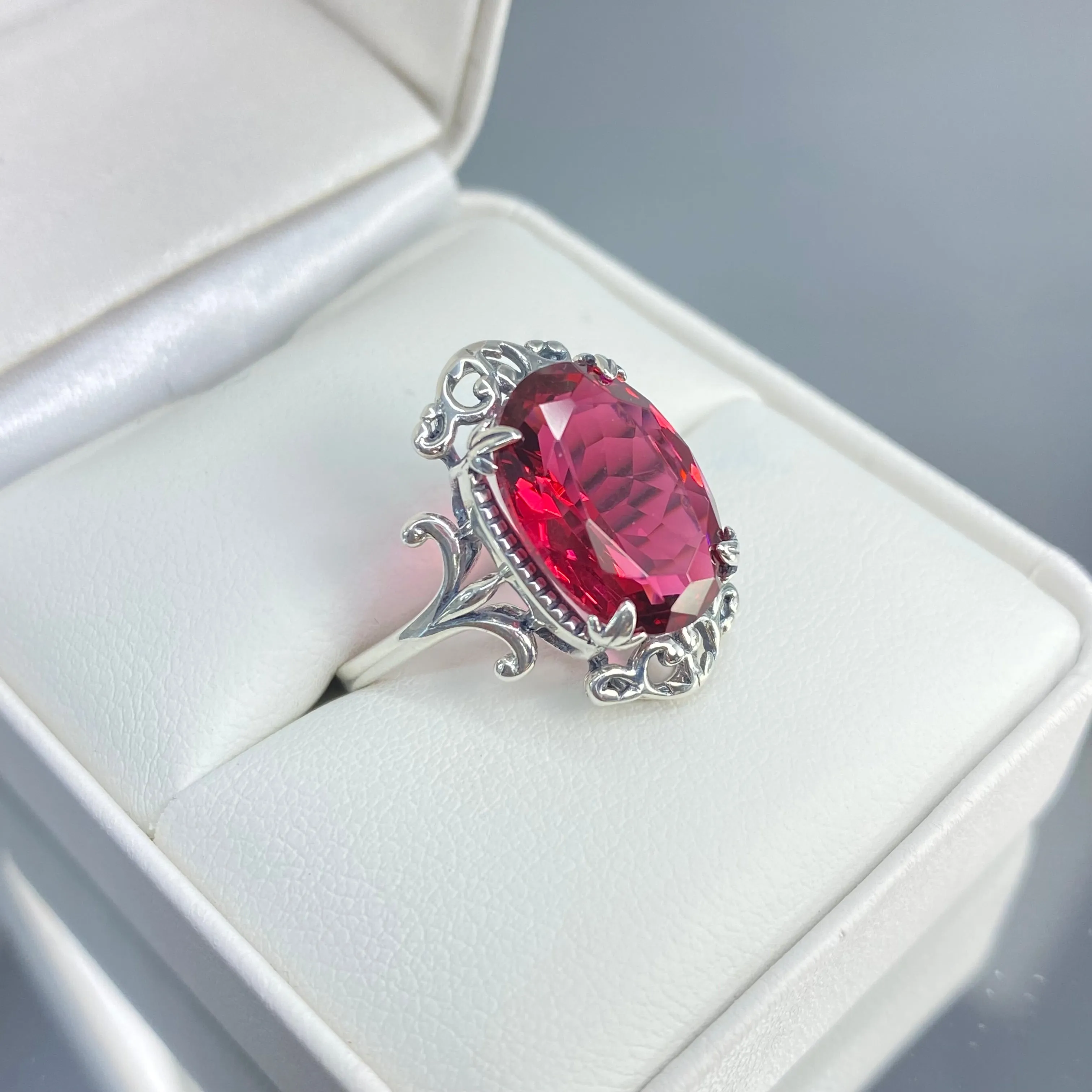Red Ruby Ring, Size 9, Oval Gem, Gothic Vintage Style Jewelry, #D84 - Ready to Ship