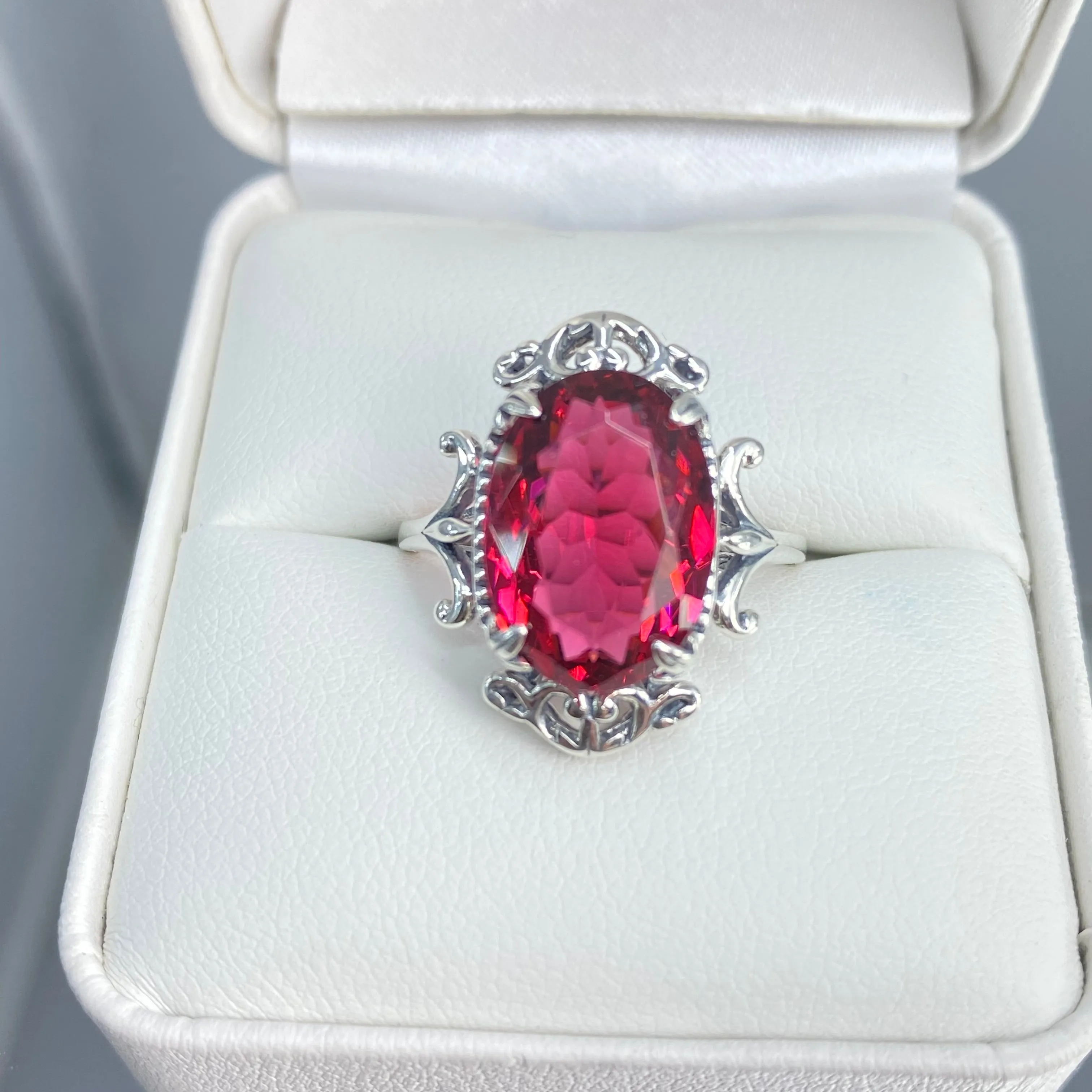 Red Ruby Ring, Size 9, Oval Gem, Gothic Vintage Style Jewelry, #D84 - Ready to Ship