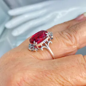 Red Ruby Ring, Size 9, Oval Gem, Gothic Vintage Style Jewelry, #D84 - Ready to Ship