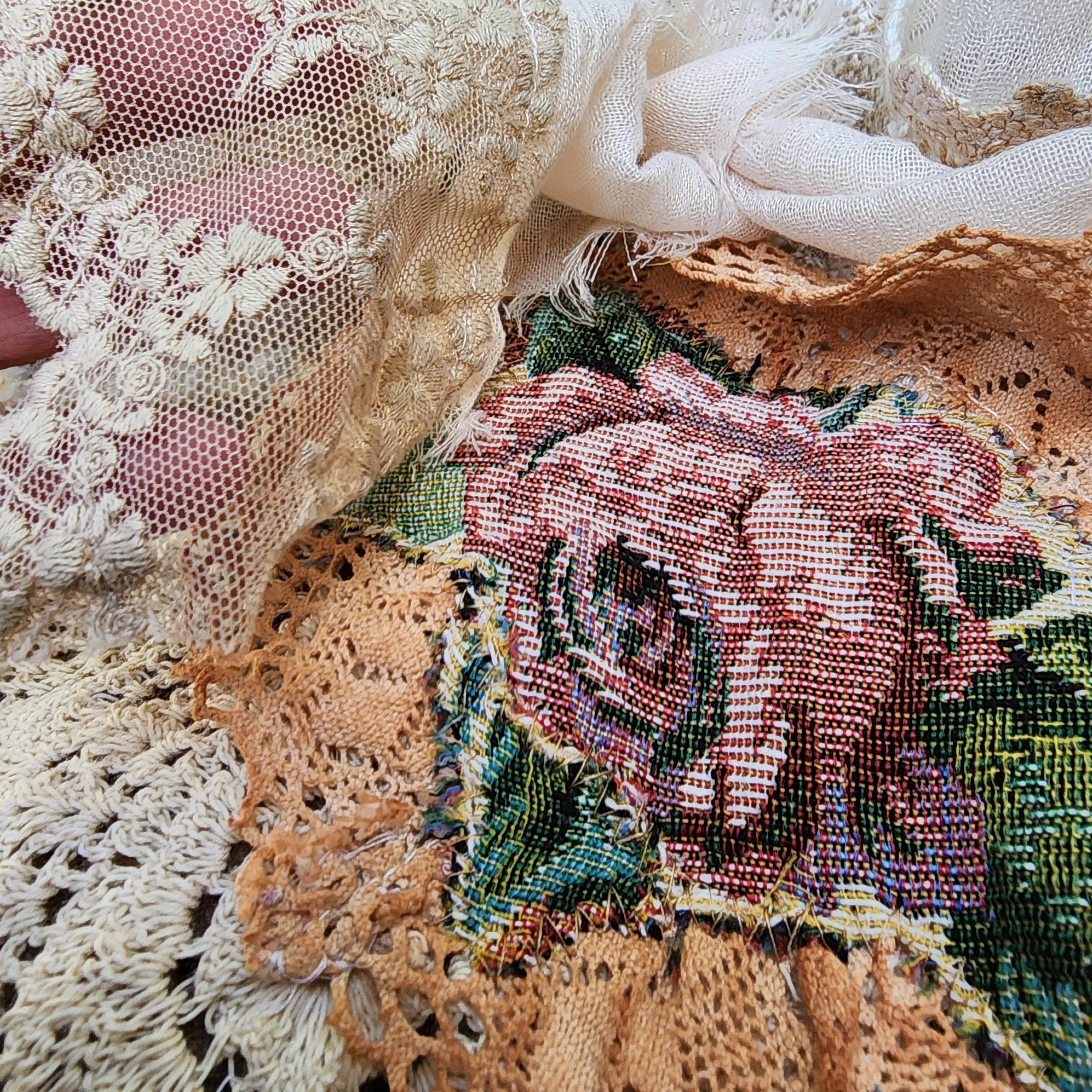 Rose DeWitt /  Designer Necklace Antique Jabot Vintage Lace Jabot Tie Upcycled Vintage Cotton  Bow Jabot Upcycled Silk Tie