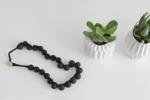 Rough knitted Black Lava Boho necklace