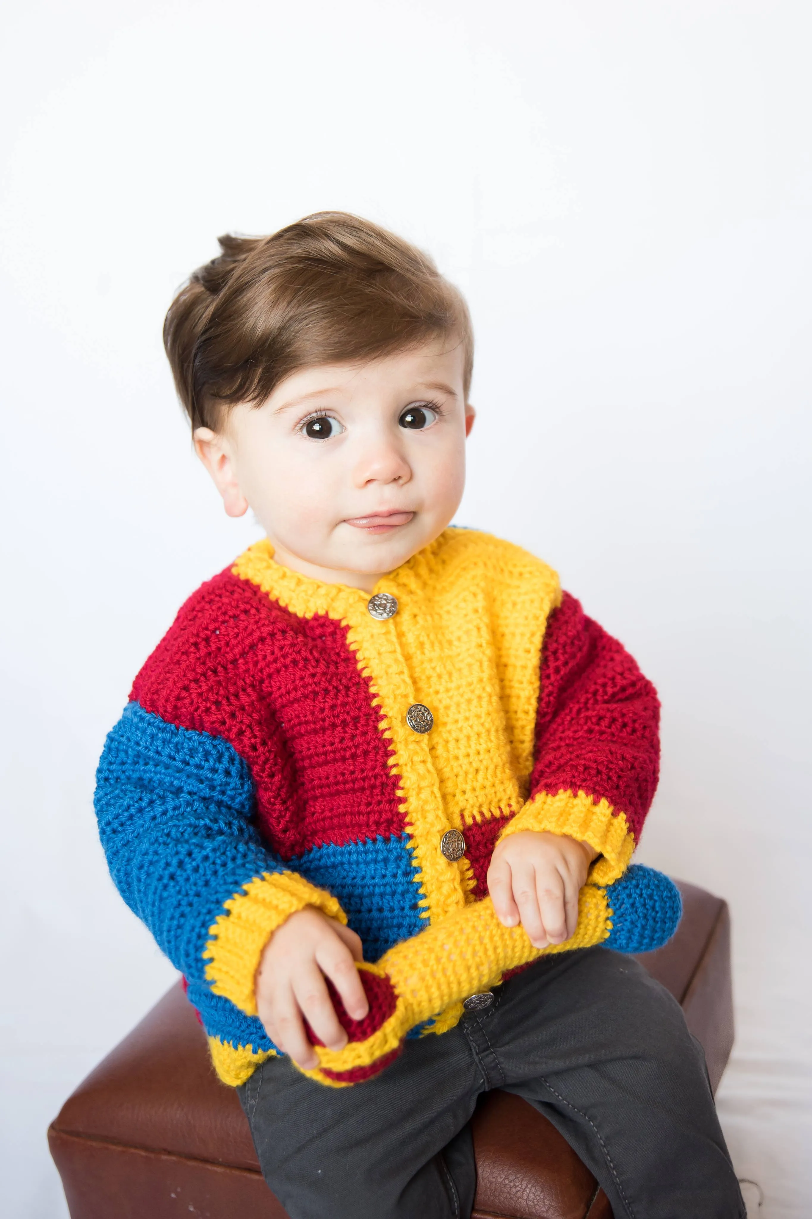 Royal Baby Sweater Crochet Pattern with Scepter Baby Rattle Crochet Pattern, Sizes NB-3M, 6M, 9M