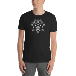 ROYAL CAT CREST Unisex White Cat Print T-shirt Dark