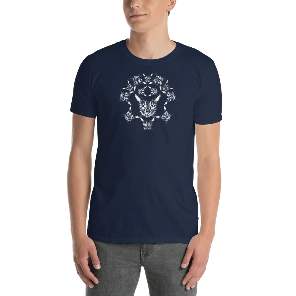 ROYAL CAT CREST Unisex White Cat Print T-shirt Dark