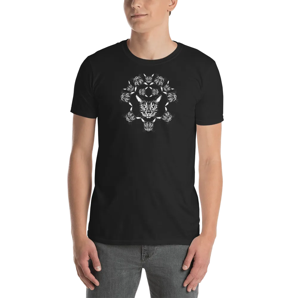 ROYAL CAT CREST Unisex White Cat Print T-shirt Dark
