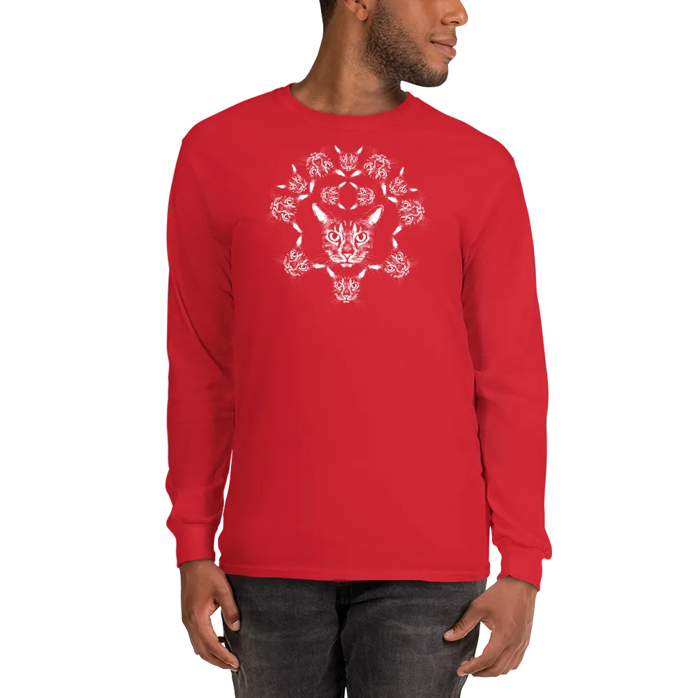 ROYAL CAT CREST White Cat Print Long Sleeve T-shirt in Color