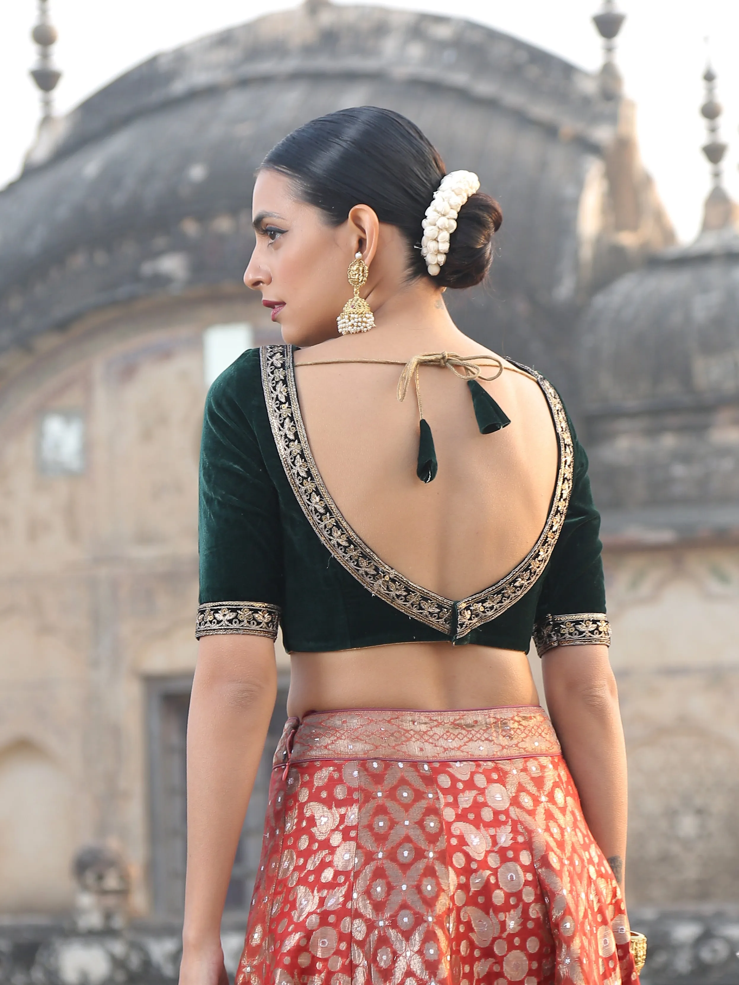 Royal Emerald Velvet Blouse