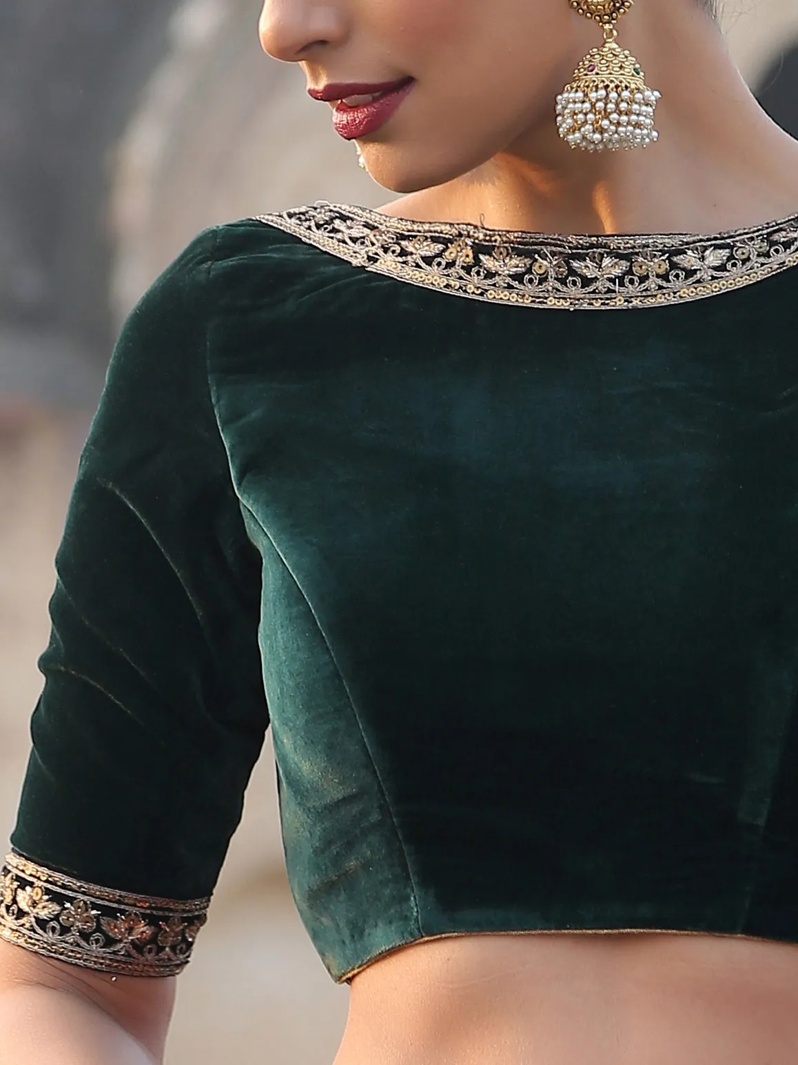 Royal Emerald Velvet Blouse