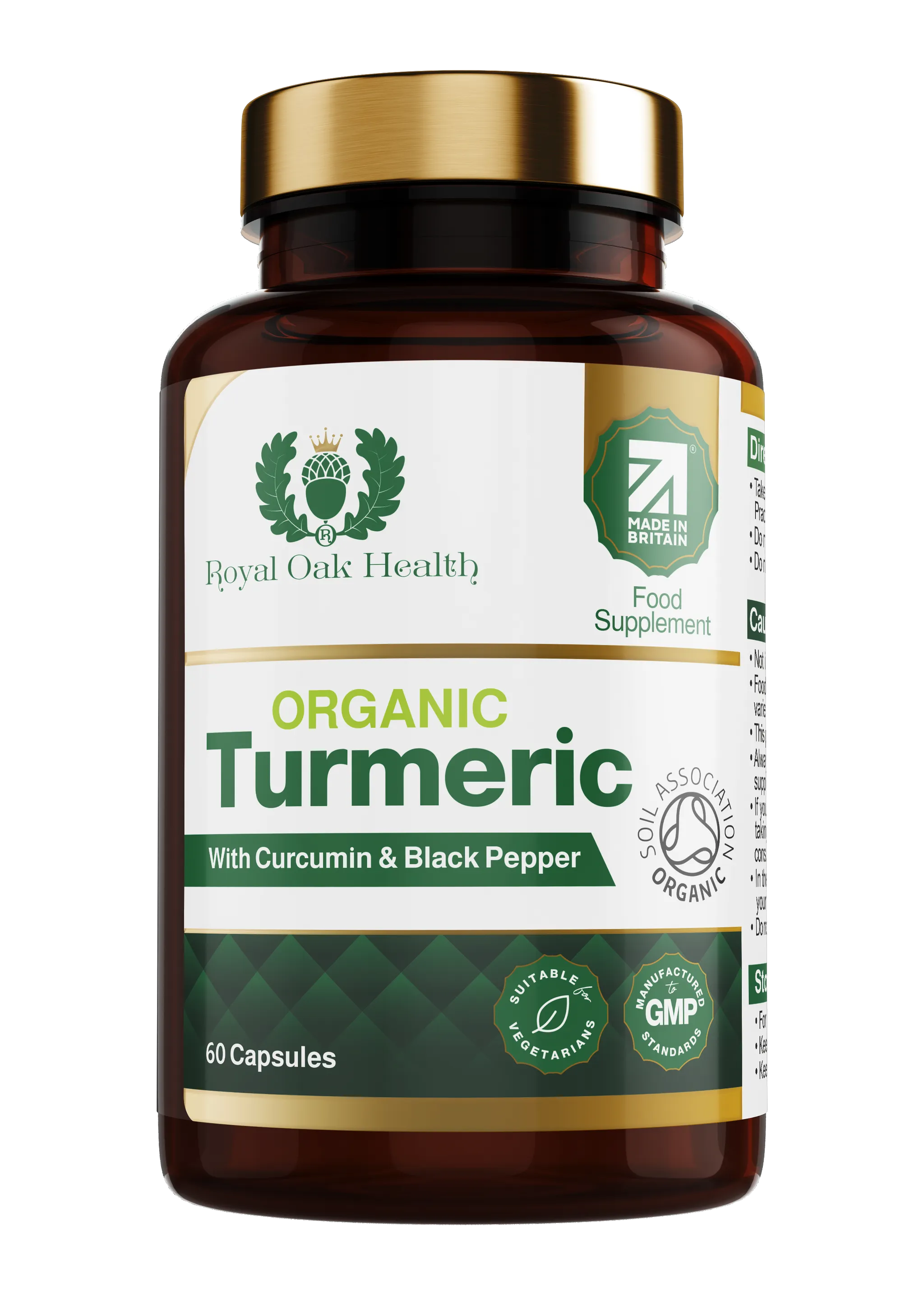 ROYAL OAK Health organic turmeric, cuminin and black pepper (120 capsules) Organic Turmeric, Curcumin & Black Pepper (120 Capsules)