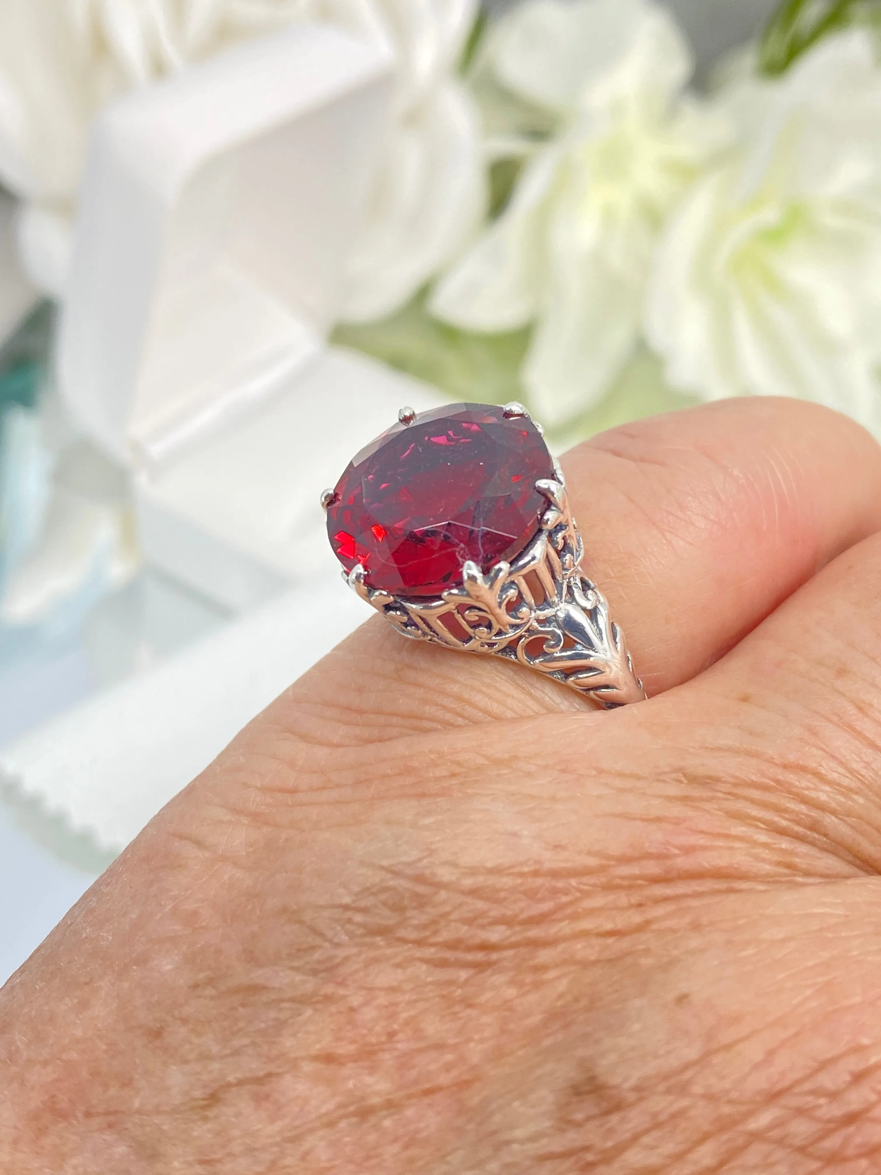 Ruby Ring, Romantic Gothic Jewelry #D123