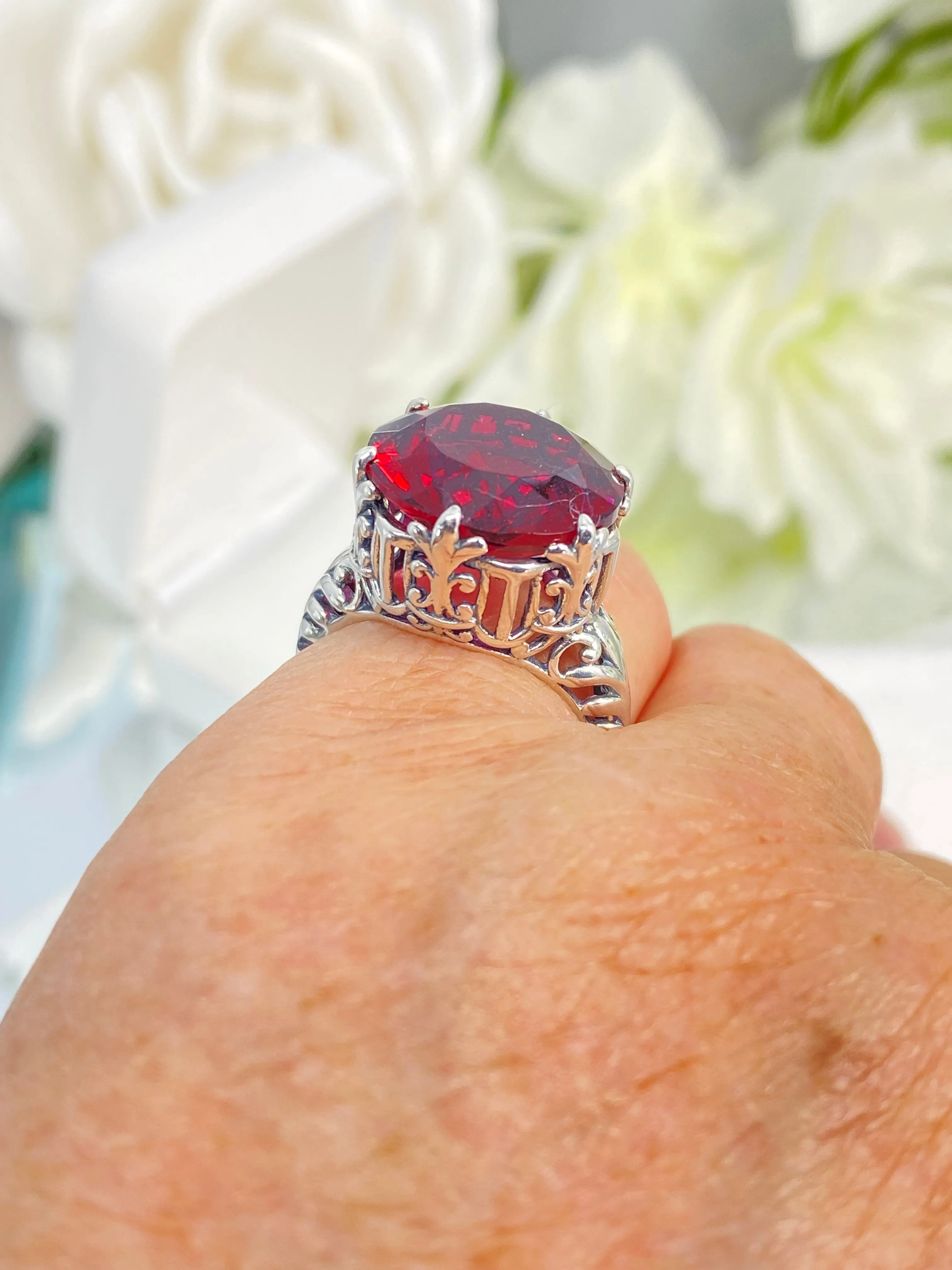 Ruby Ring, Romantic Gothic Jewelry #D123
