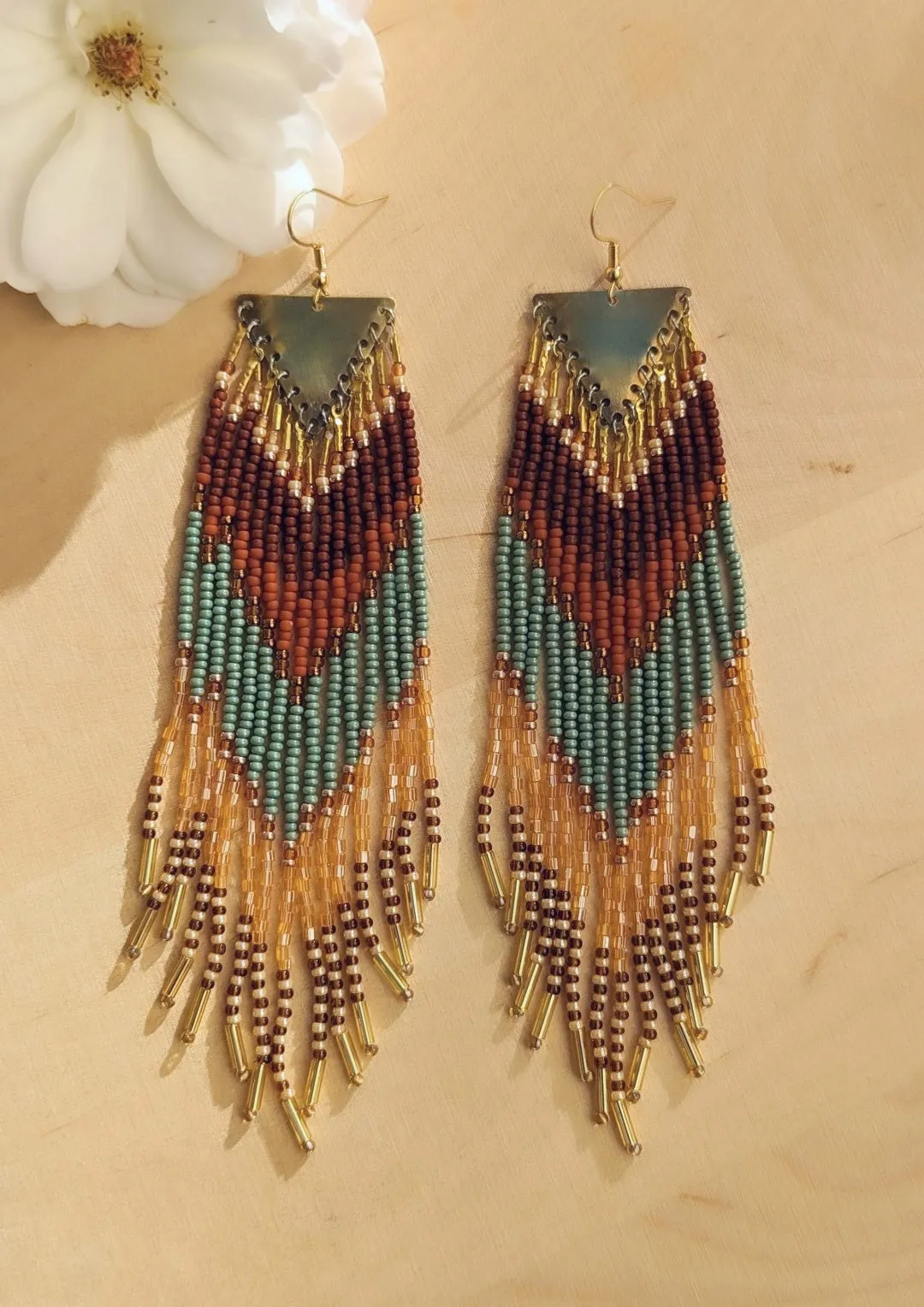 Sandra Hessonite Terracotta Beaded Earrings