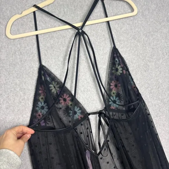 Savage X Fenty Womens 1X Free Spirit Floral Embroidery Night Slip Maxi Cute Goth