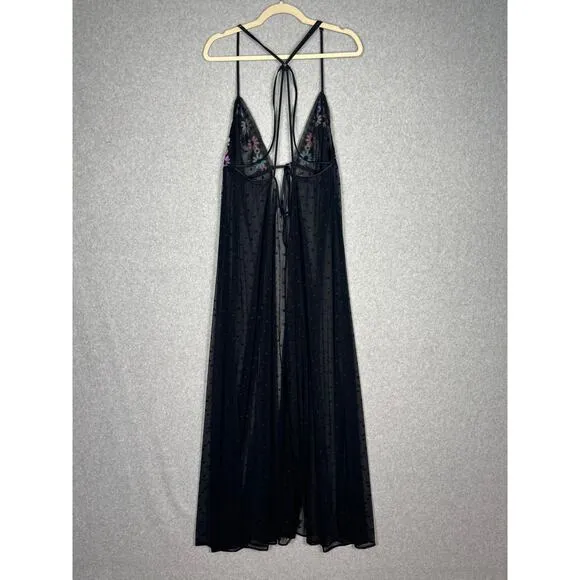 Savage X Fenty Womens 1X Free Spirit Floral Embroidery Night Slip Maxi Cute Goth