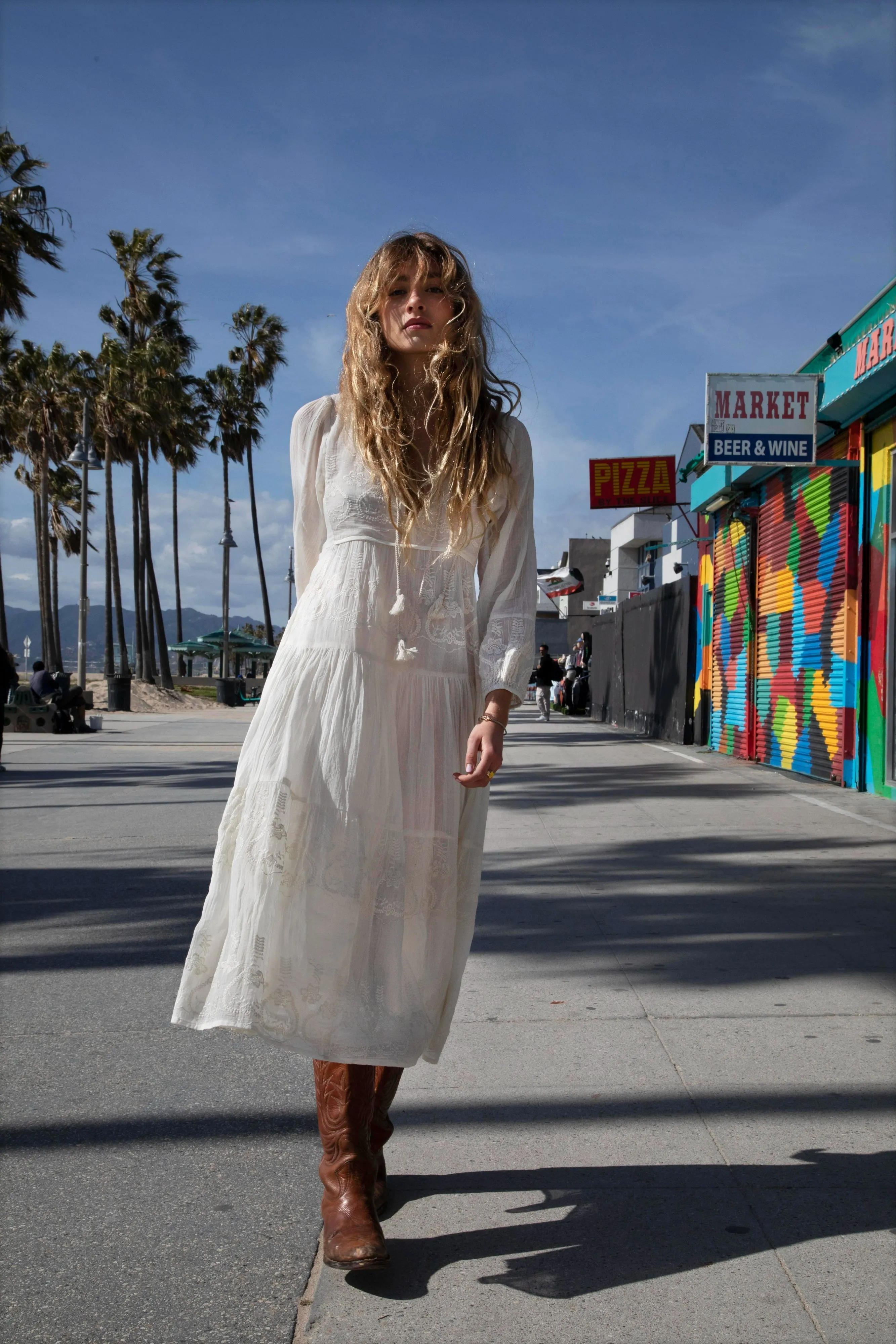 Serenity Embroidered Maxi Dress Natural