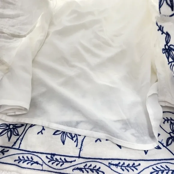 Show Me Your Mumu Kendry Blue and White Embroidered Boho Mini Dress Size Large