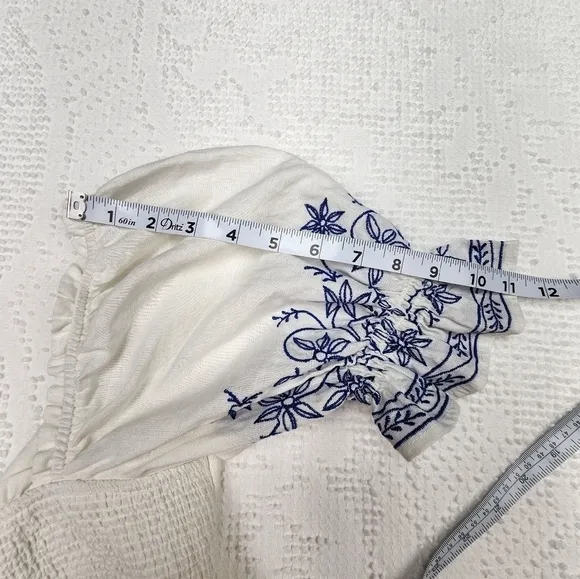 Show Me Your Mumu Kendry Blue and White Embroidered Boho Mini Dress Size Large
