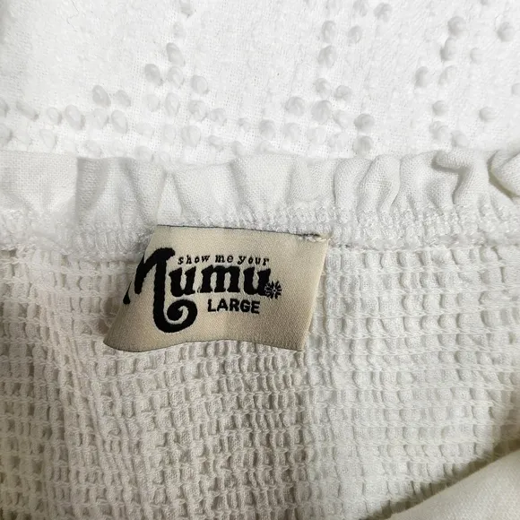 Show Me Your Mumu Kendry Blue and White Embroidered Boho Mini Dress Size Large