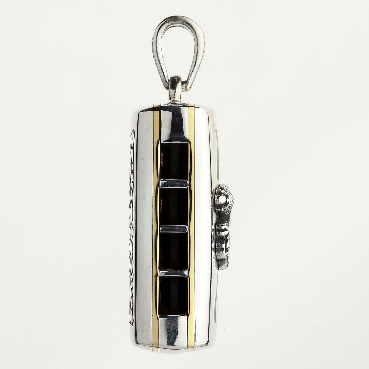 Silver Rasta Lion Harmonica Pendant Necklace
