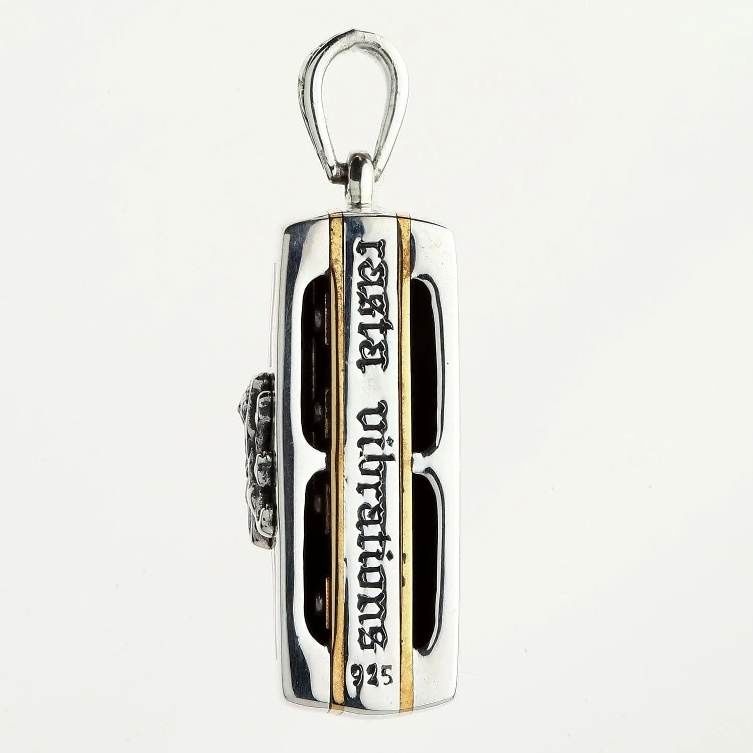 Silver Rasta Lion Harmonica Pendant Necklace