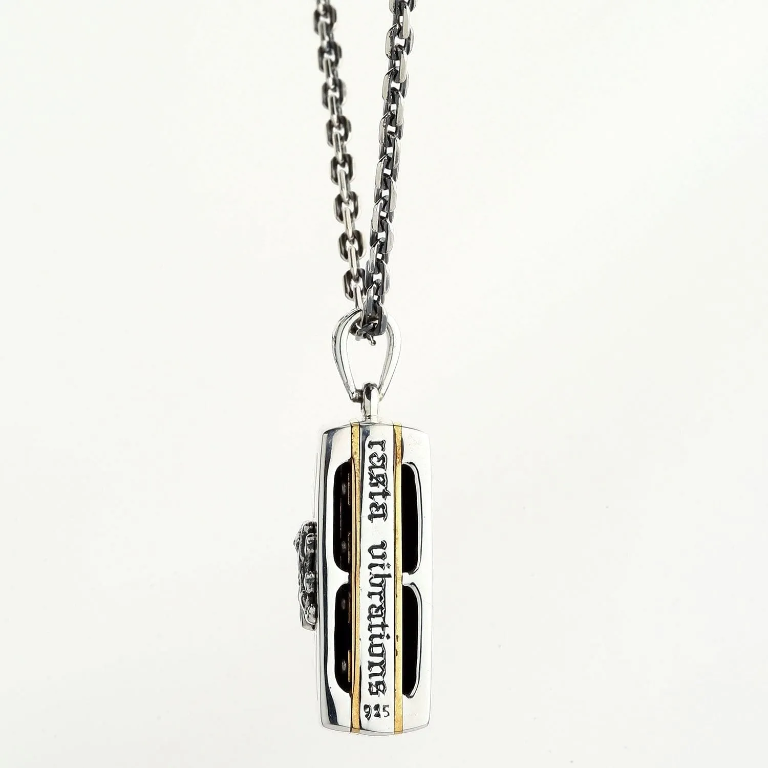 Silver Rasta Lion Harmonica Pendant Necklace